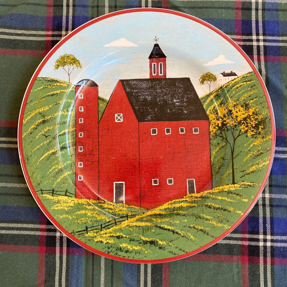 Sakura Country Life BRANDON HOUSE Warren Kimble Red Barn 8-1/4" Plate